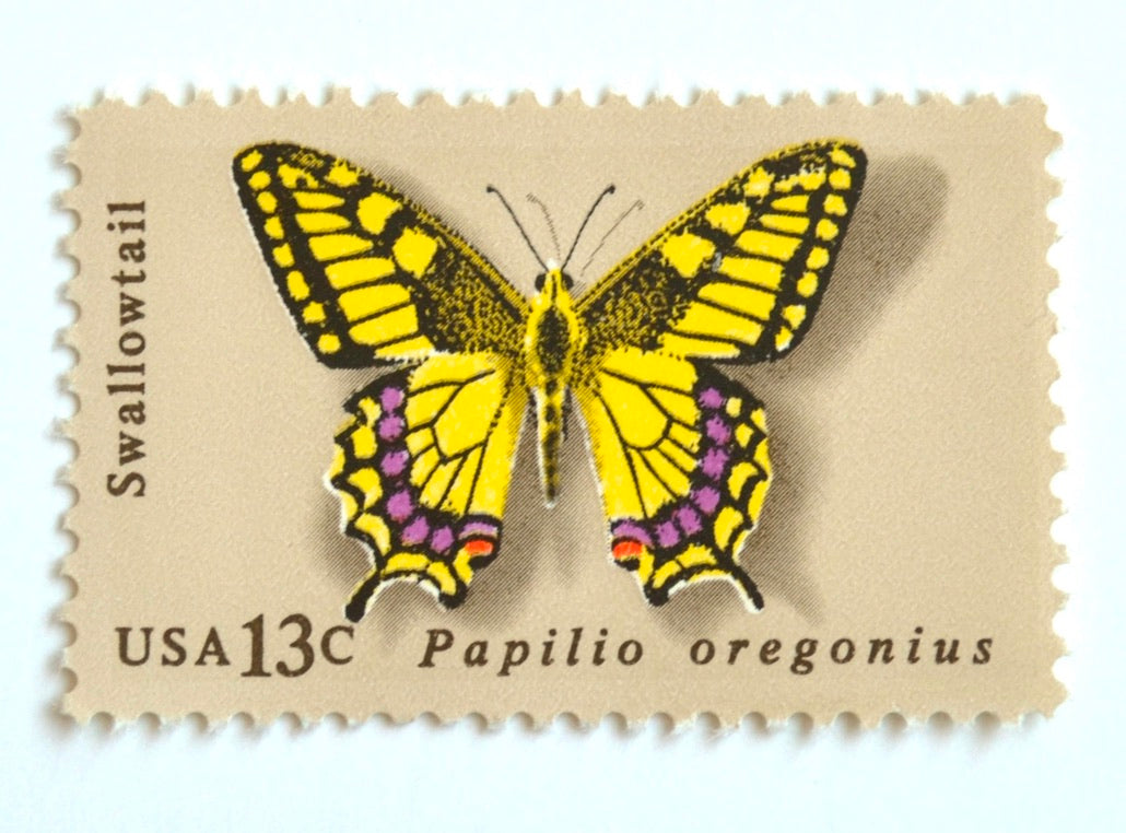 10 Butterfly Stamps Unused Swallowtail Vintage Postage for Mailing
