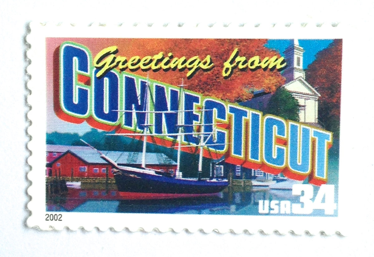 10 Greetings From Connecticut Stamps Vintage Postage Stamps for Mailin