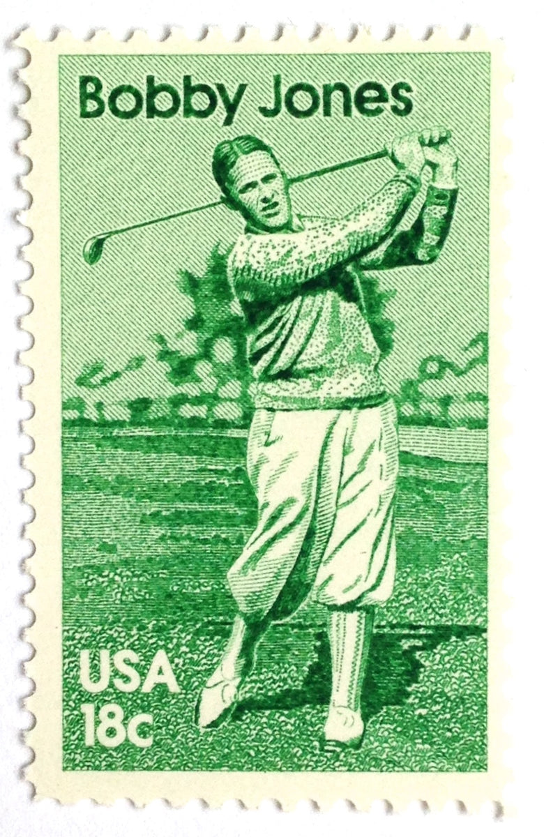 10 Vintage Golf Postage Stamps Golfer Bobby Jones Stamps Unused 18 Cen
