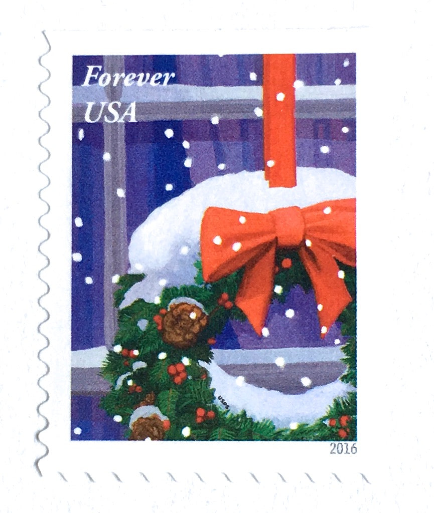 10 Christmas Wreath Forever Stamps Unused Forever Holiday Postage For