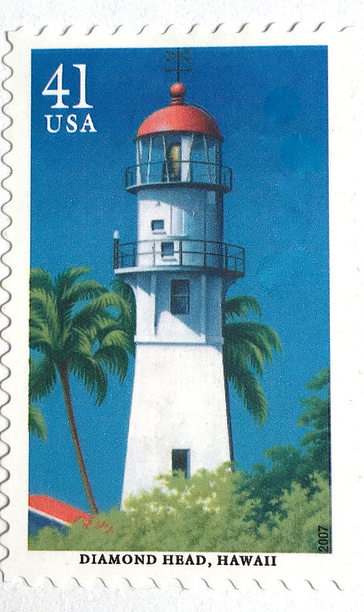 10 Hawaiian Lighthouse Stamps // Diamond Head Honolulu Lighthouse // T