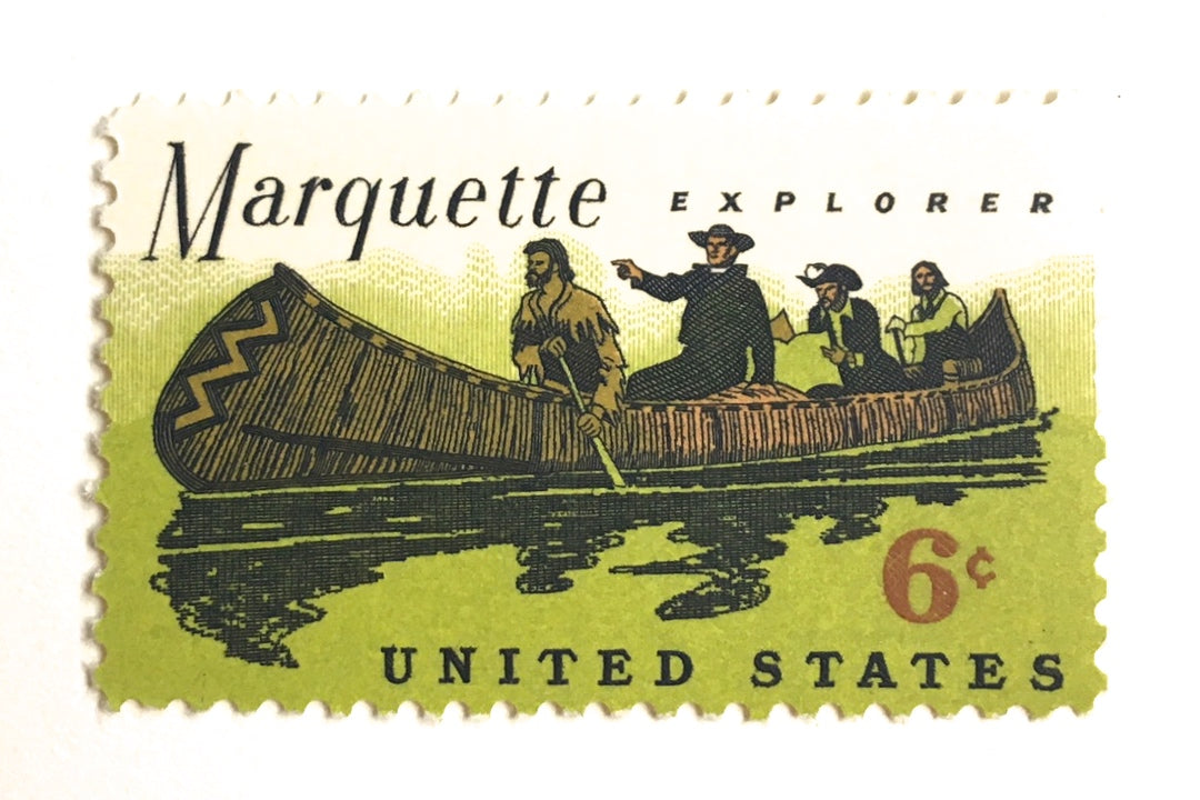 10 Vintage Canoe Postage Stamps Unused Canoeing Green Forest Lake Expl