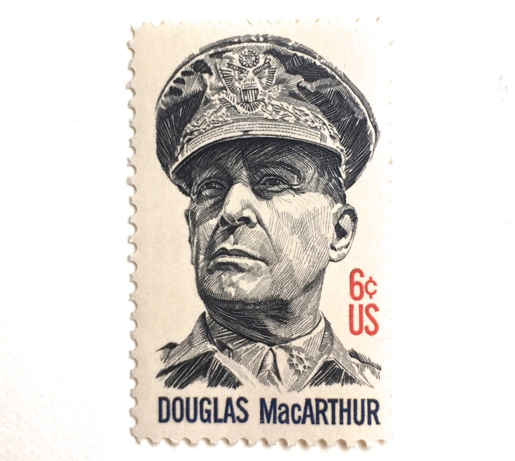 25 General Douglas MacArthur Postage Stamps WWII Vintage Black and Whi