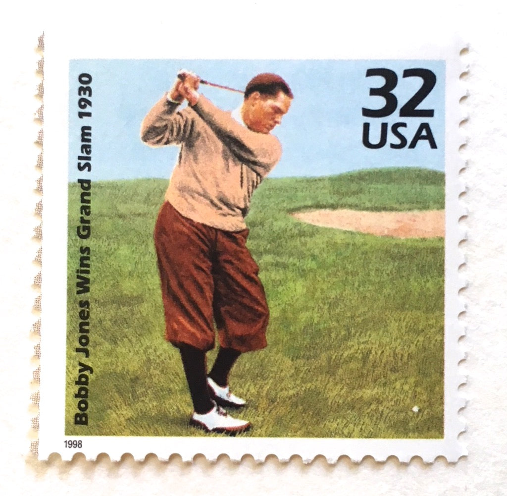 10 Vintage Golf Postage Stamps Unused Golfer Bobby Jones Golfing Stamp
