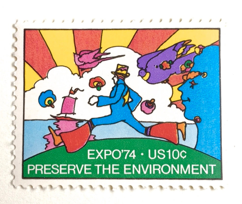 10 Colorful Environmental Stamps Groovy Pop Art 1970s Postage for