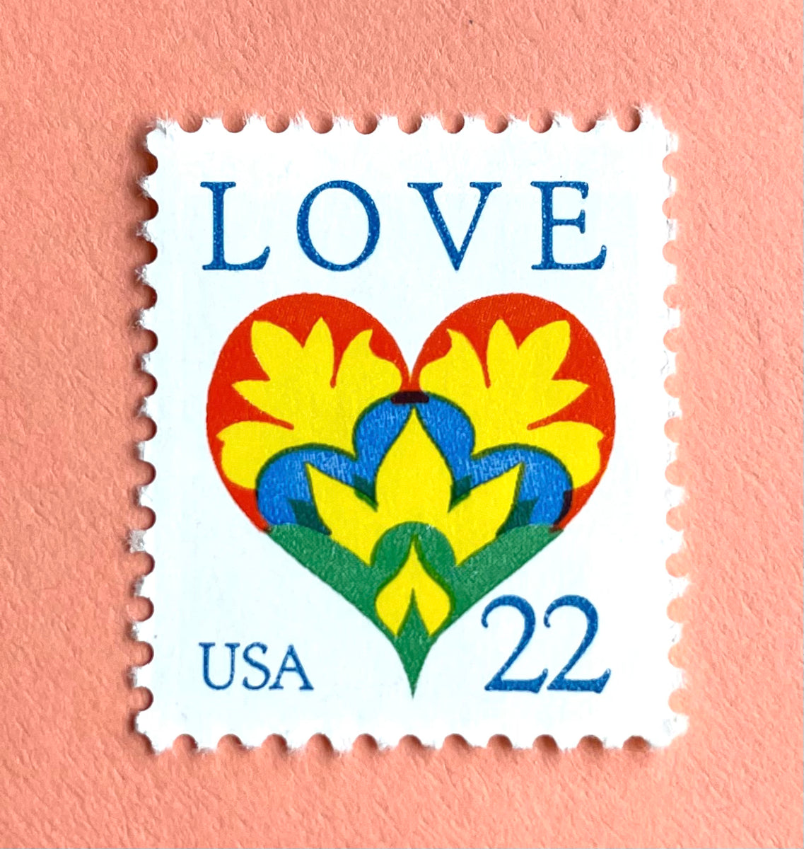 10 Heart Stamps Vintage Love Postage Stamps Unused For Mailing