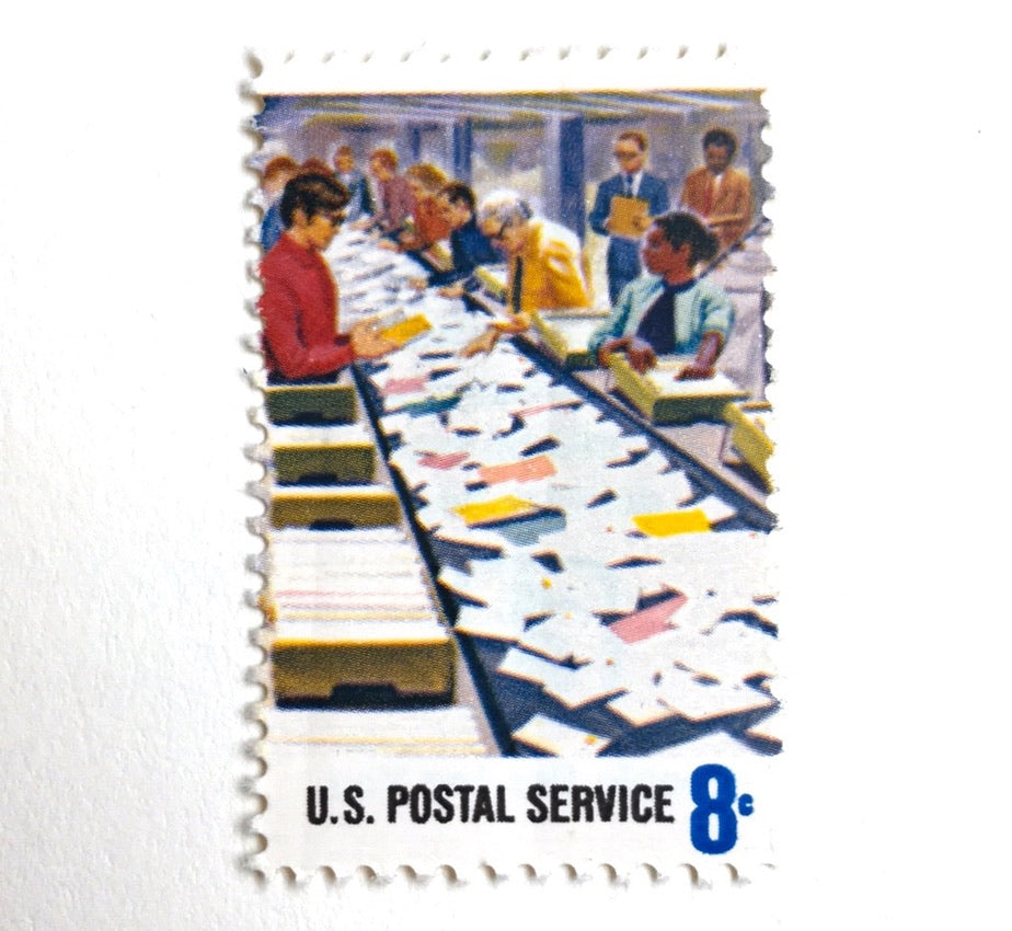 10 Vintage Mail Man Stamps Postman Letter Carrier Postal Service Postage