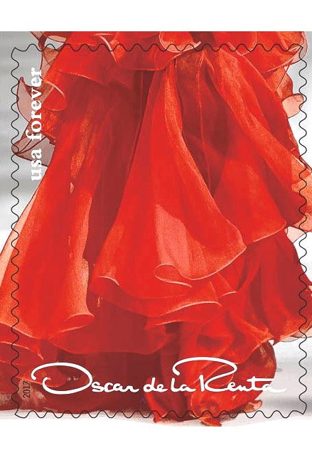 Oscar De La Renta Postage Stamps 10 Red Dress Forever Postage Stamps // Oscar De La Renta Designer Dres