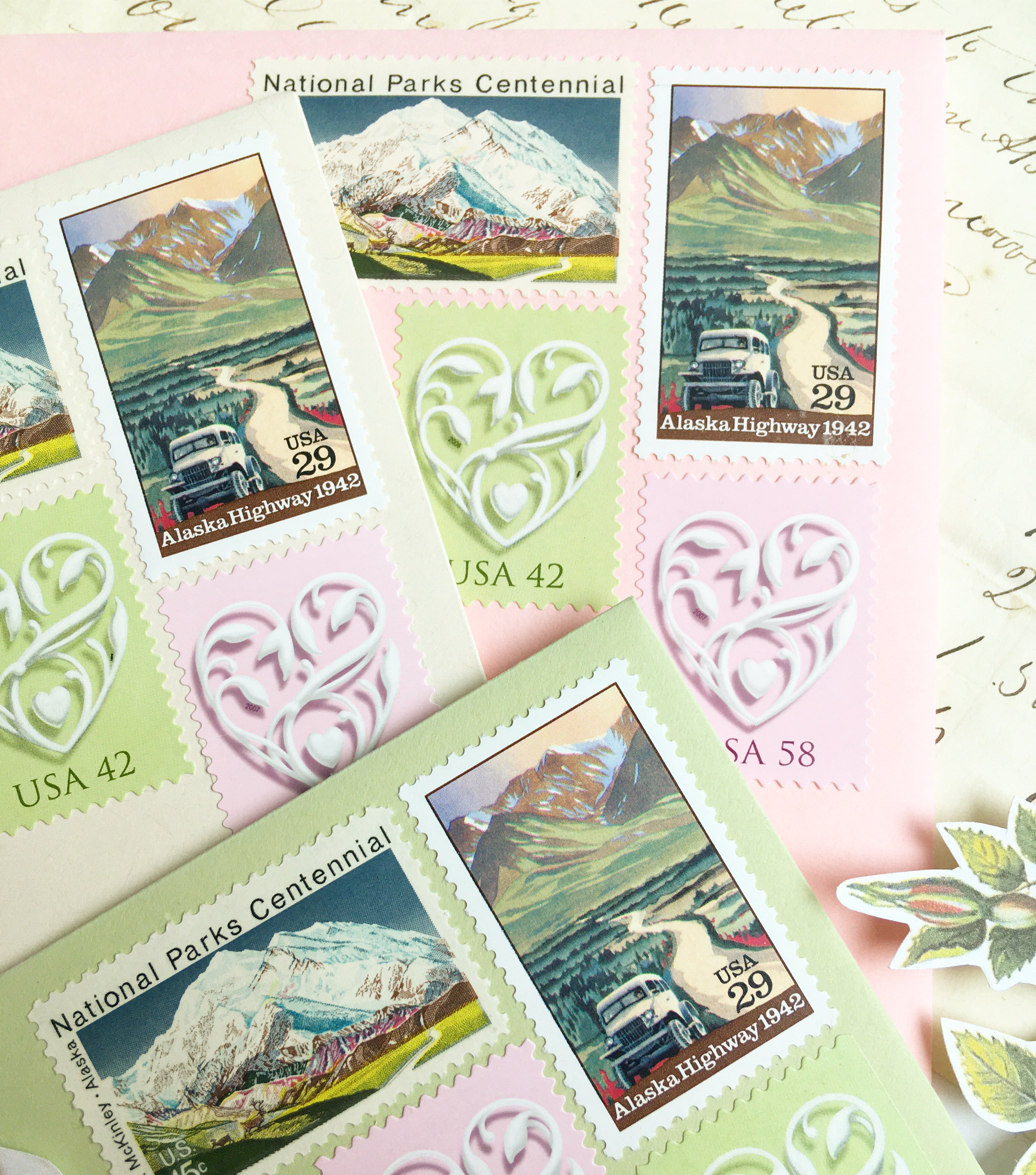 TEN 13c Alaska State Flag Stamp Vintage Unused US Postage Stamps