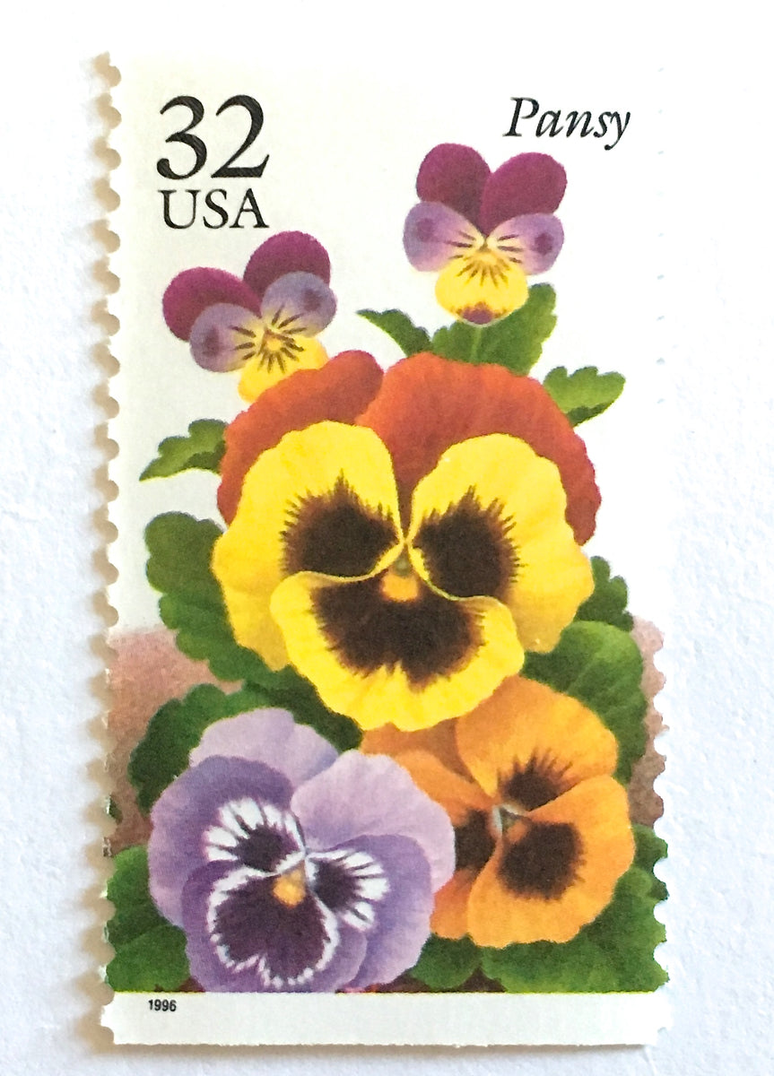 10 Vintage Pansy Postage Unused Flower Pansies Stamps for Mailing