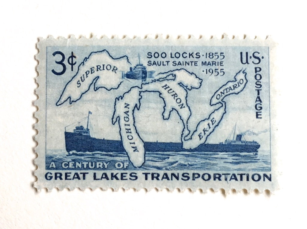 10 Blue Great Lakes Stamps Unused Vintage Postage Stamps for Mailing
