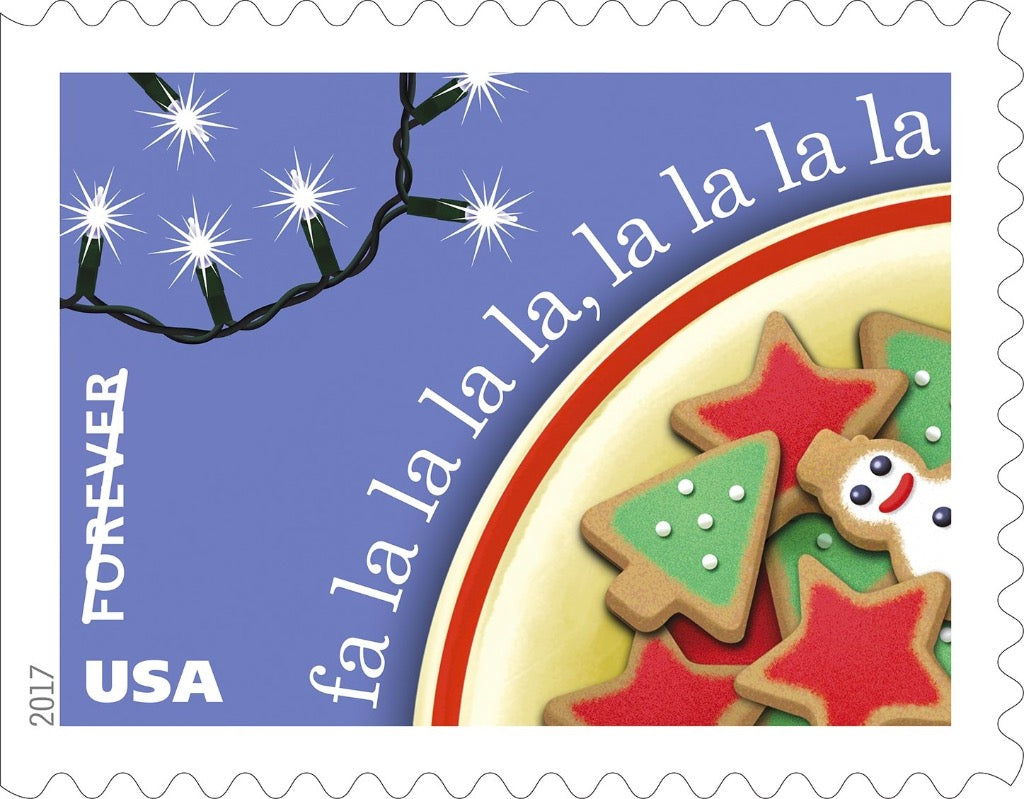 10 Christmas Cookie Forever Stamps Holiday Lights Postage Stamps for  Mailing Holiday Cards