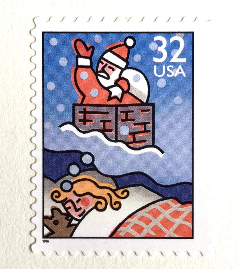 10 Christmas Stamps Dreaming of Santa Postage for Mailing