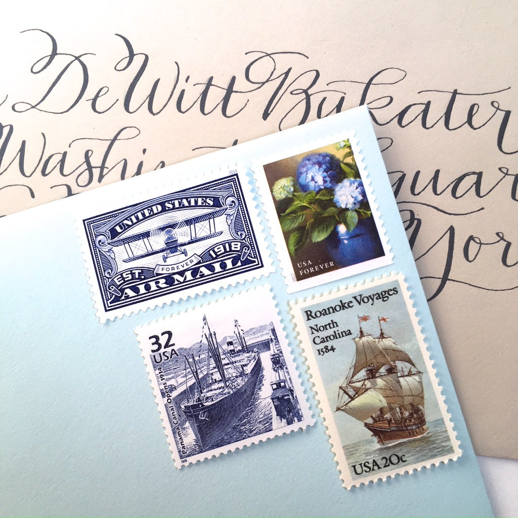 Washington DC Postage Stamp Set Curated Blue And Teal USPS, 45 OFF