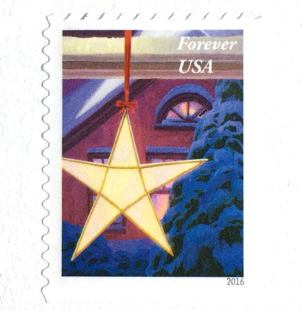 10 Christmas Star Forever Stamps Unused Holiday Postage For Mailing