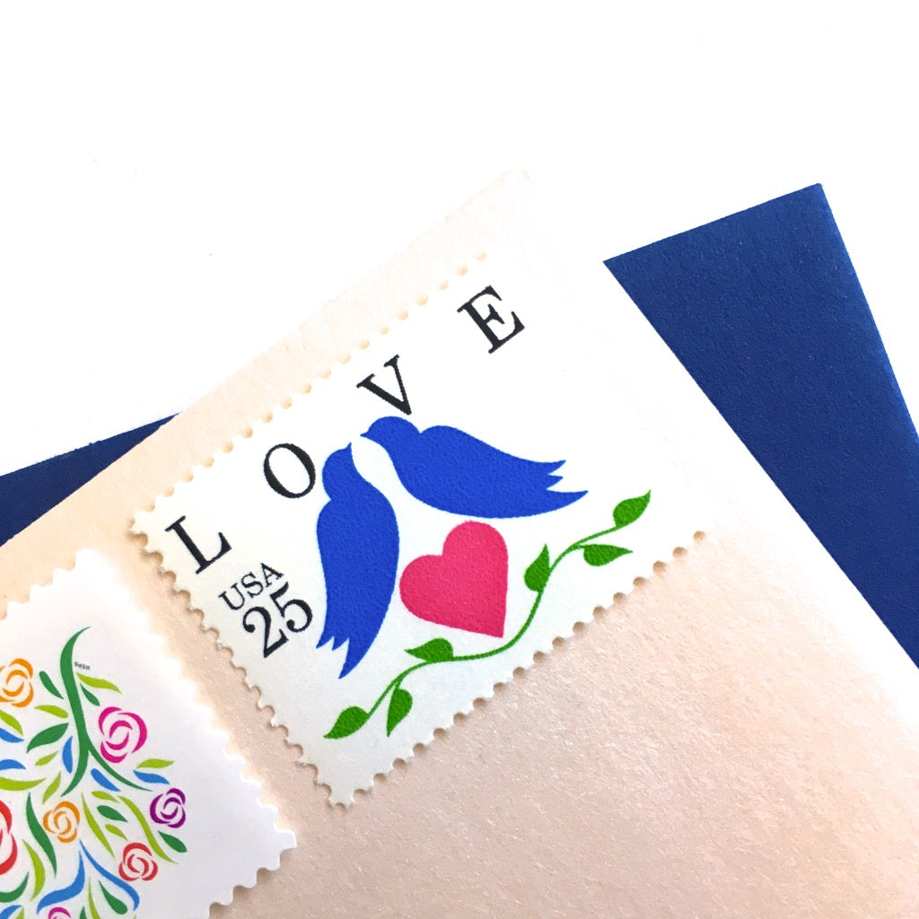 10 Blue Love Birds Postage Stamps Unused Vintage Postage for