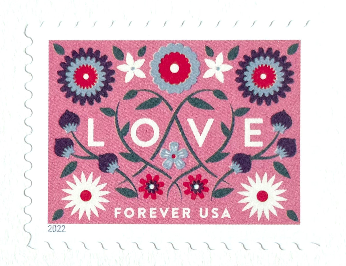 10 Pink Flower Forever Stamps Unused Botanical Love Stamps For Mailing