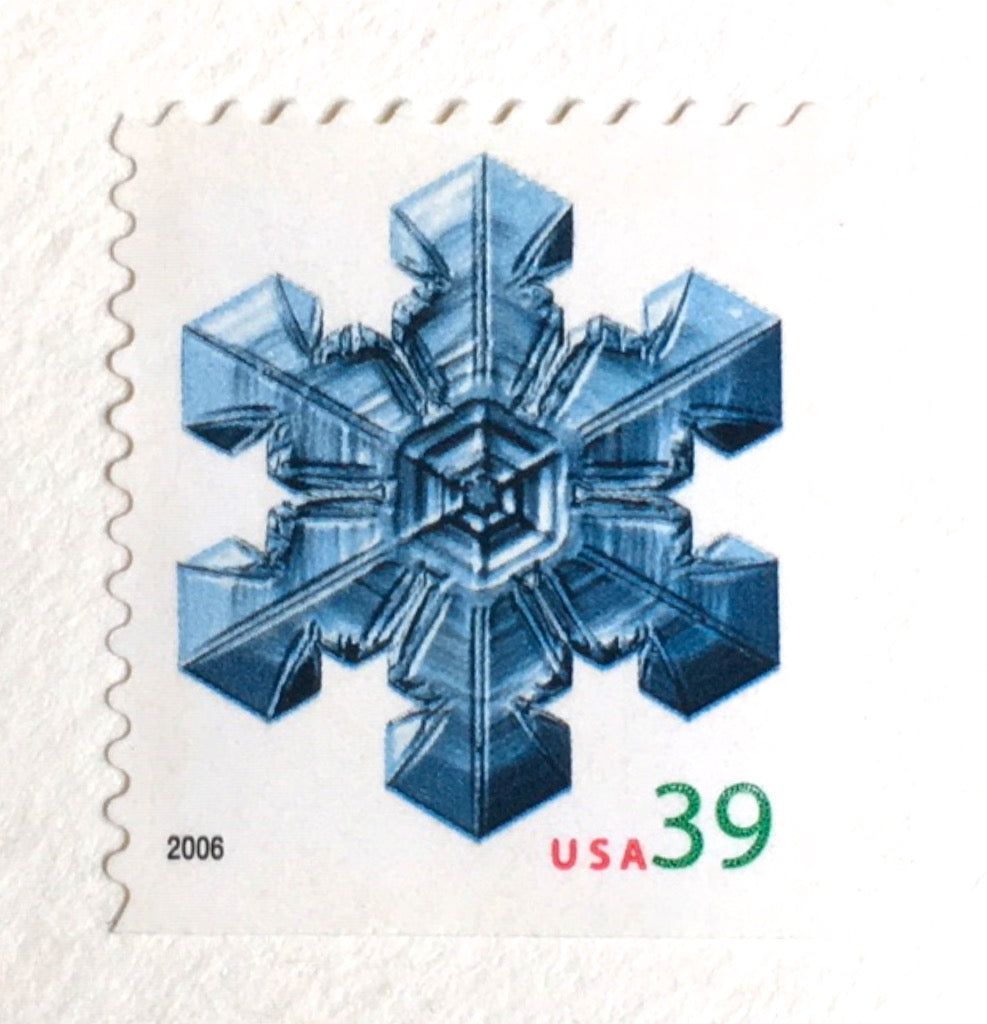 12 Blue Snowflake Postage Stamps // 39 Cent Vintage Snowflakes