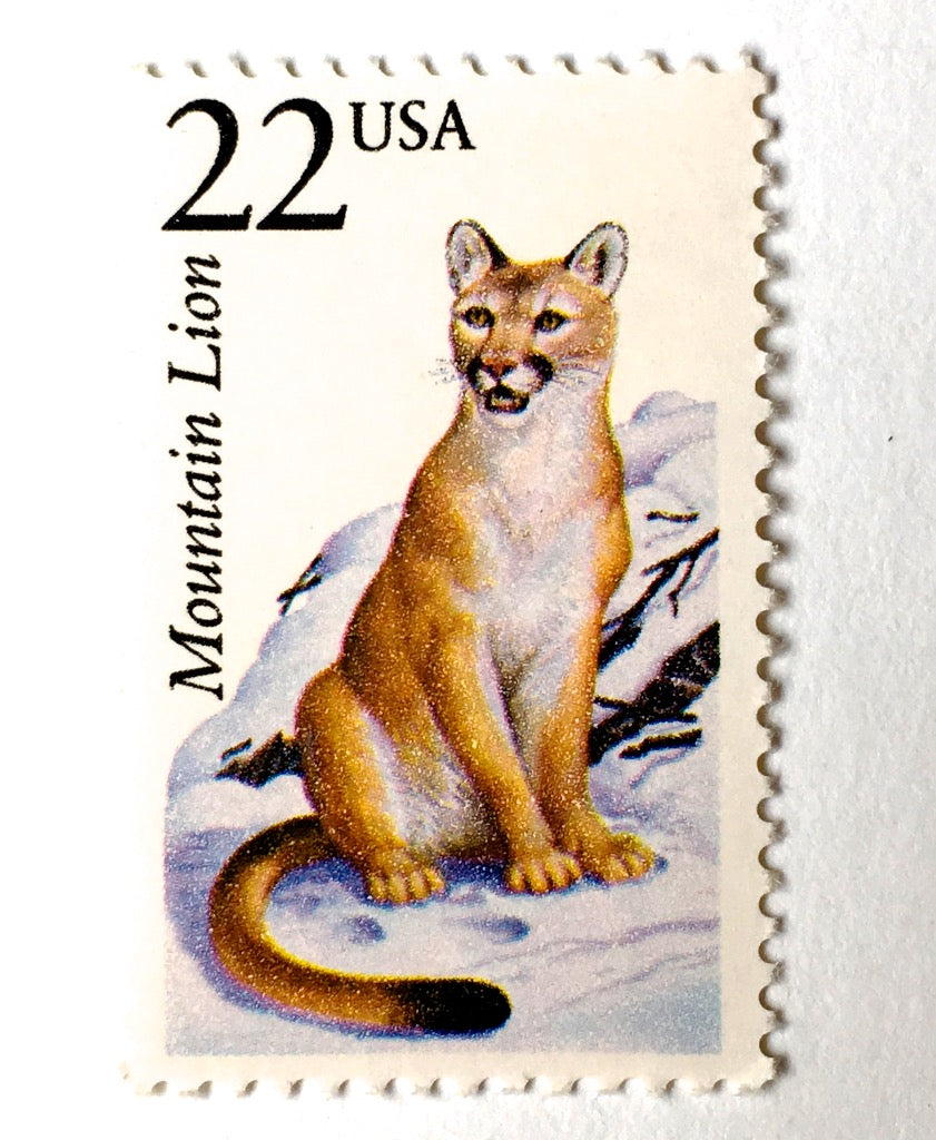 10 Mountain Lion Postage Stamps Unused Vintage 22 Cent Panther Stamps for  Mailing