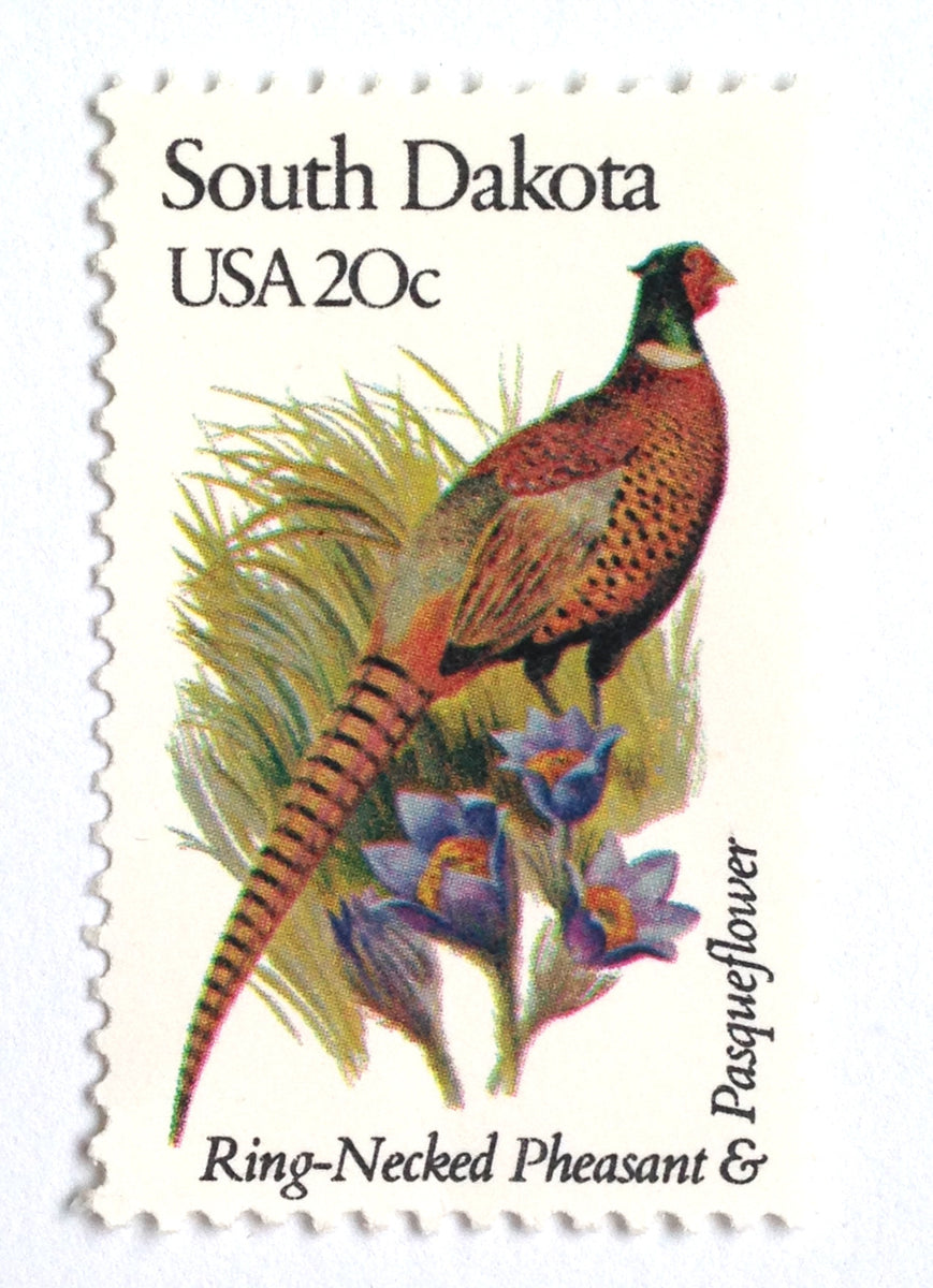 10 Pheasant Postage Stamps Vintage Unused South Dakota Stamps for Mail